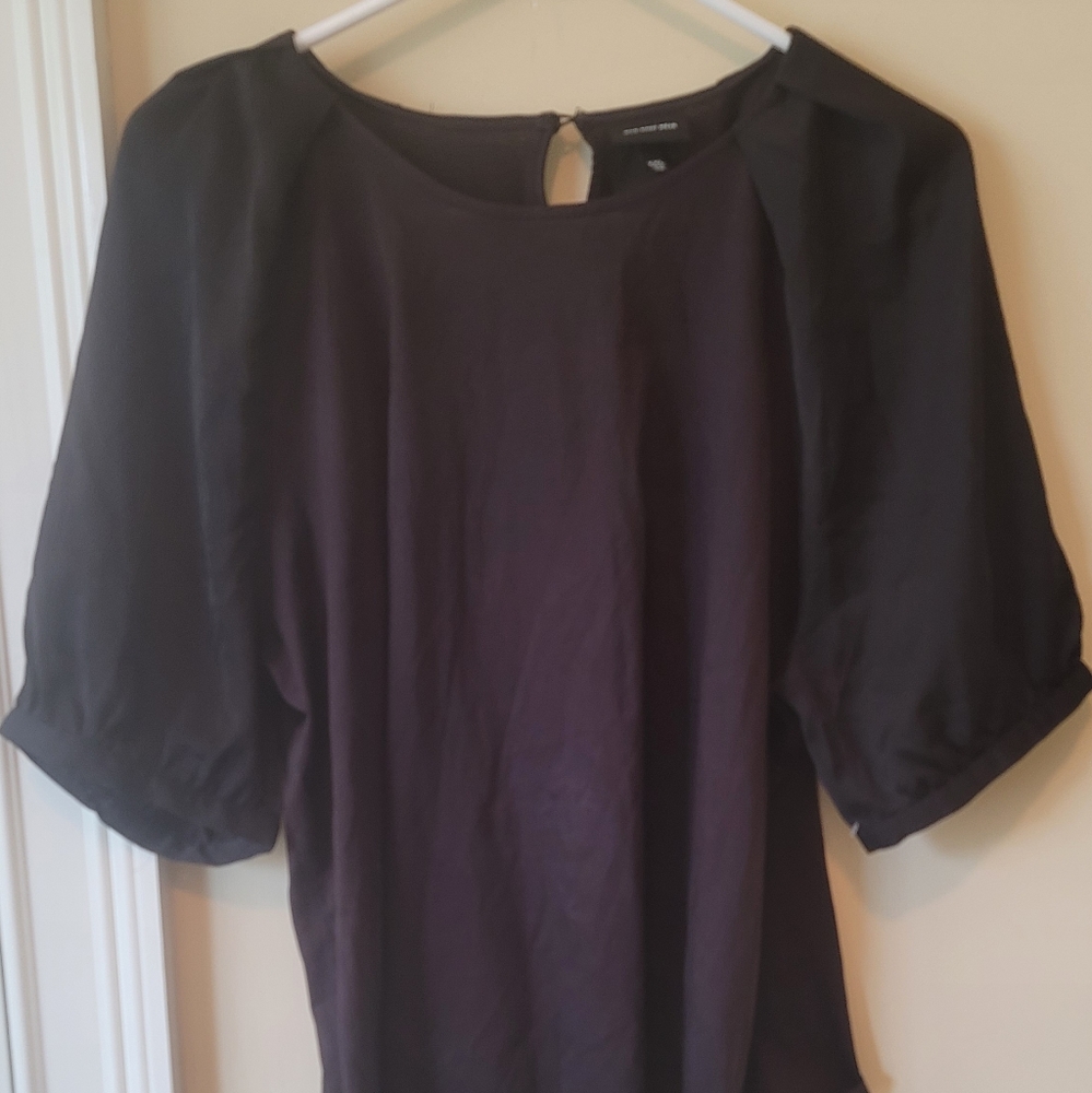 NWOT Who What Wear Black Balloon Sleeve Top Shirt Blouse
